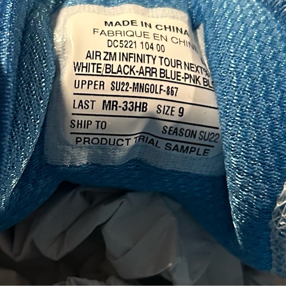 Nike Air Zoom Infinity Tour NEXT% Golf Sneaker White Aurora Blue‎ - Picture 5 of 6
